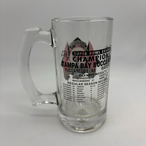 VTG NFL Tampa Bay Buccaneers Super Bowl XXXVII Champions Collectible Glass Mug - Picture 5 of 13